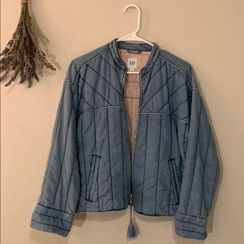 GAP Light Blue Quilted Bomber Jacket